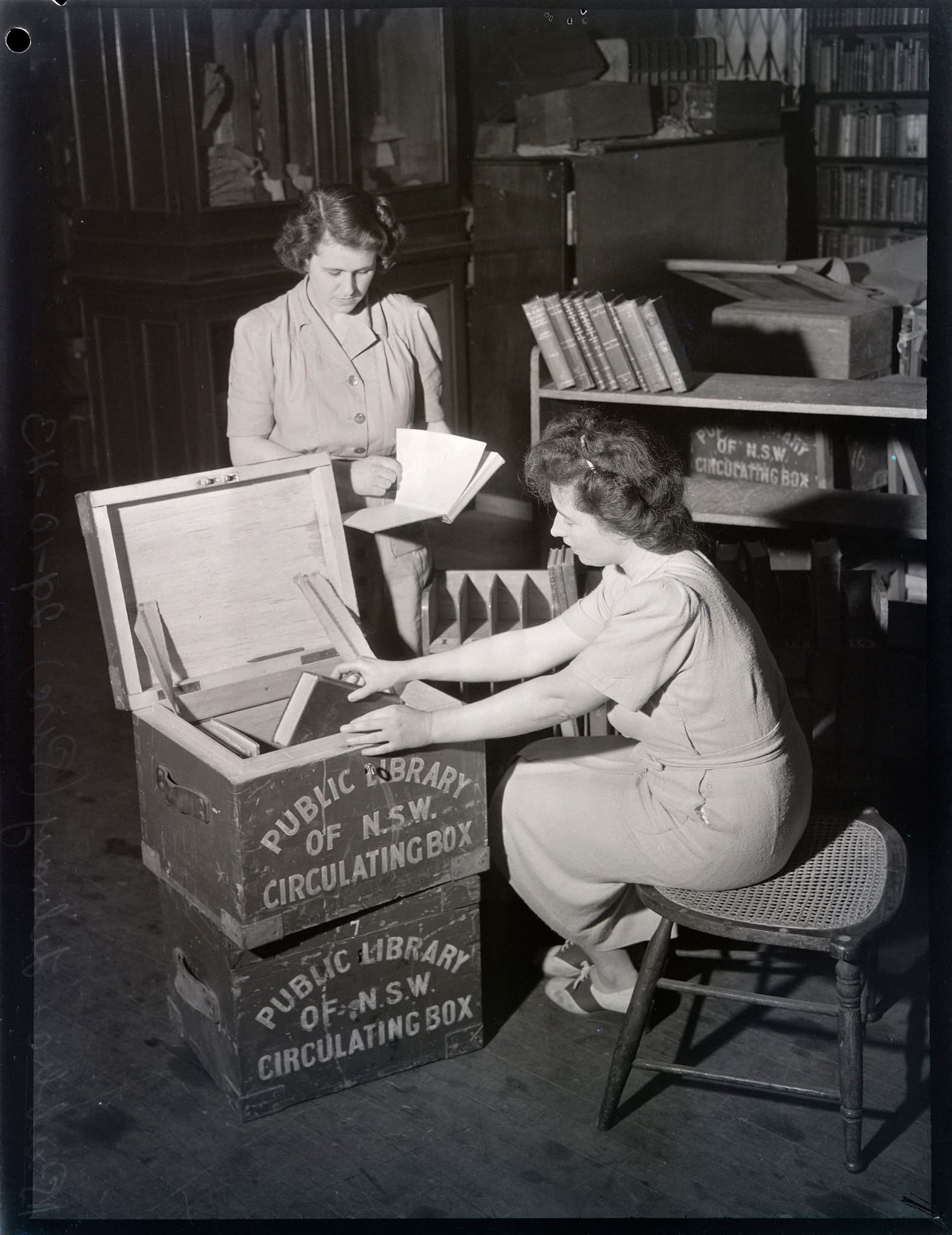 Staff boxing books for a lending library in Sydney