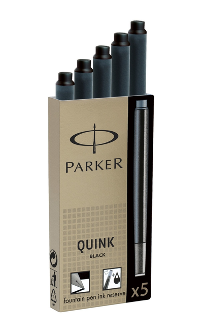 Parker Quink Ink Cartridge Black - Pack of 5