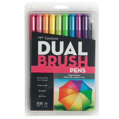 Tombow Dual Brush Pen Set of 10 - Bright Palette